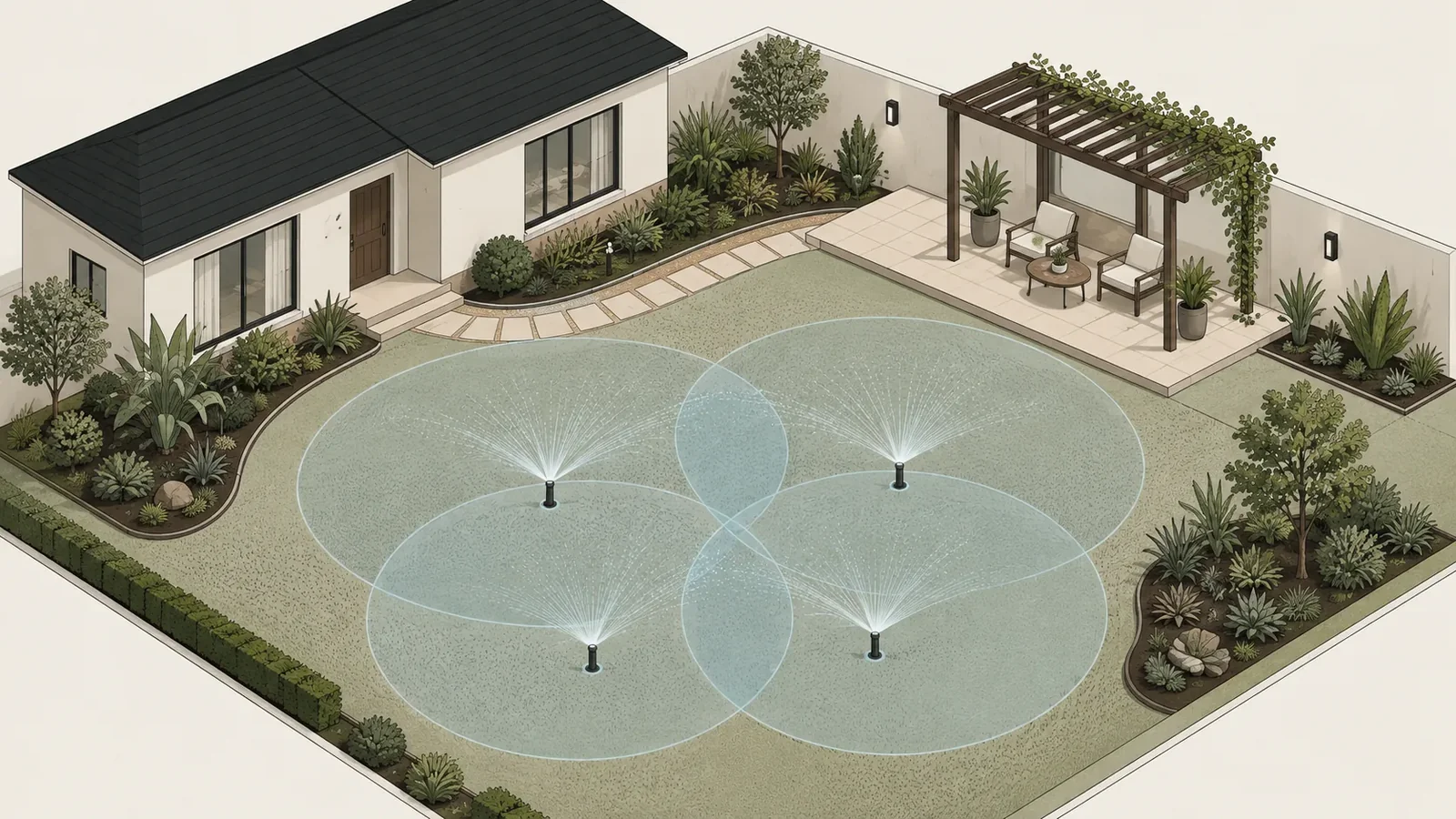 Irrigation coverage planned across landscape zones