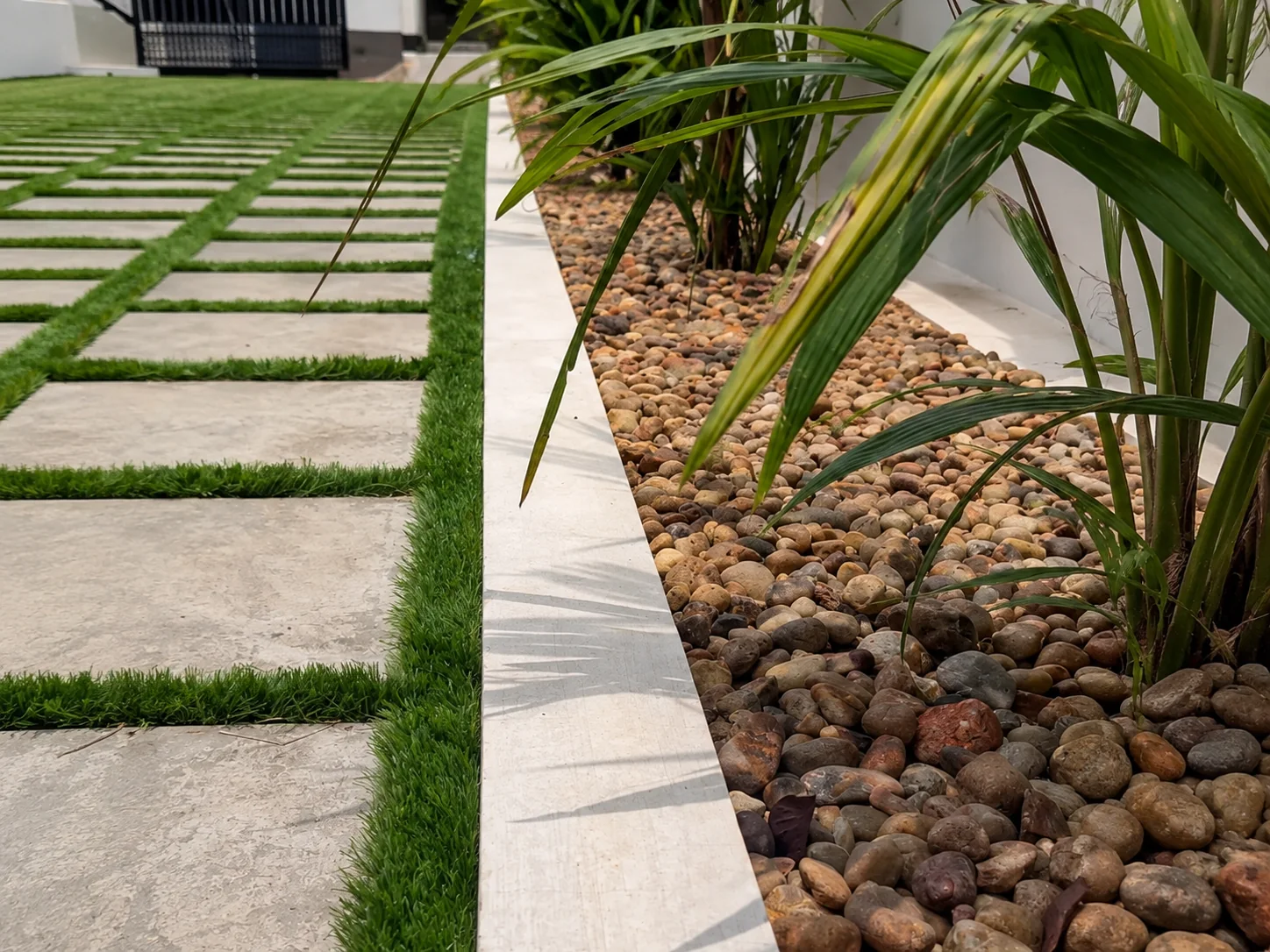 Stone hardscape materials chosen to age well outdoors