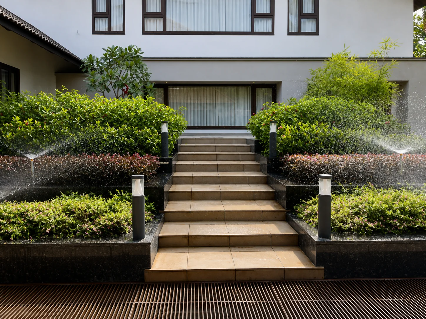 Landscape composed to sit in harmony with the villa architecture
