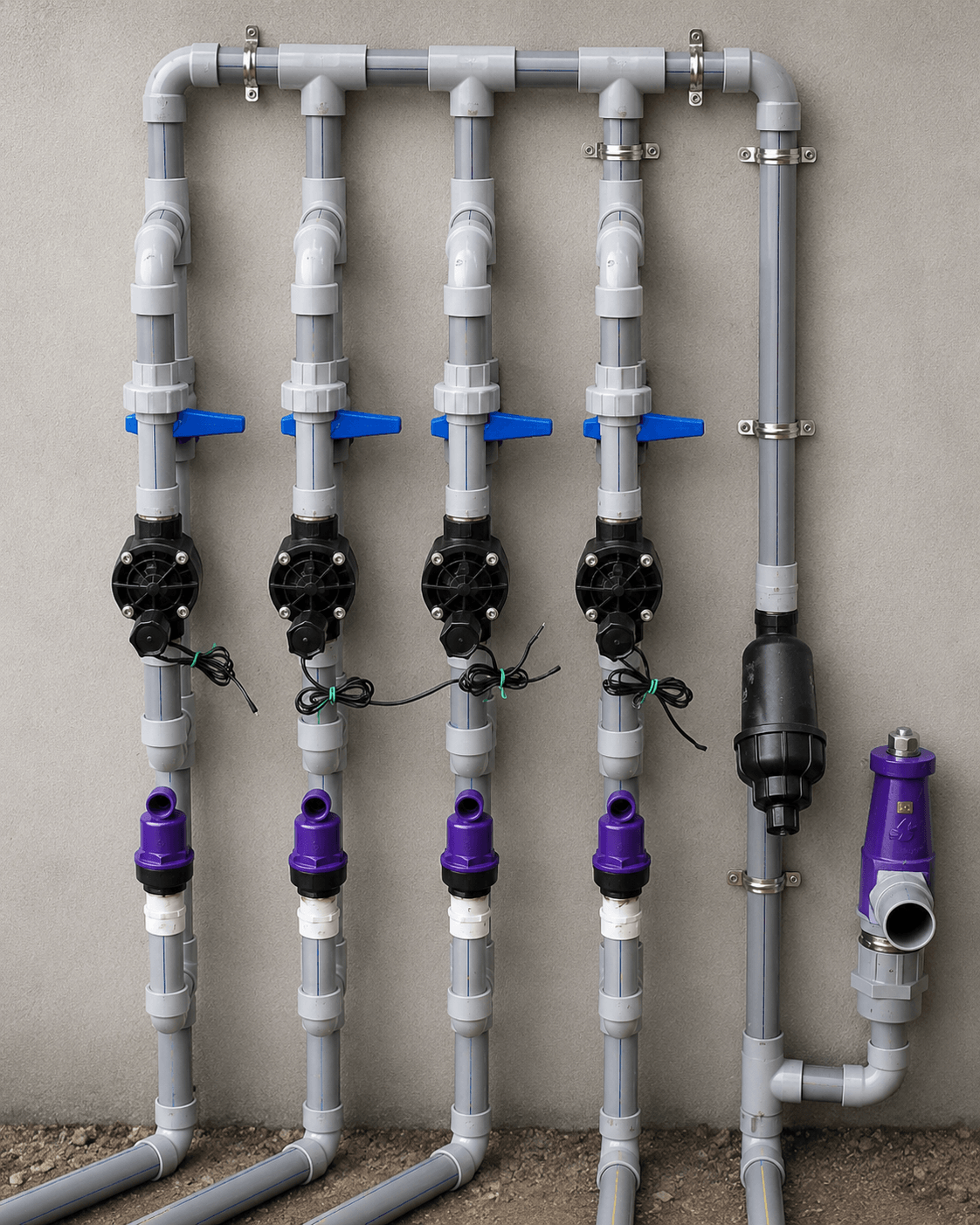 Irrigation valves connected to a farm controller